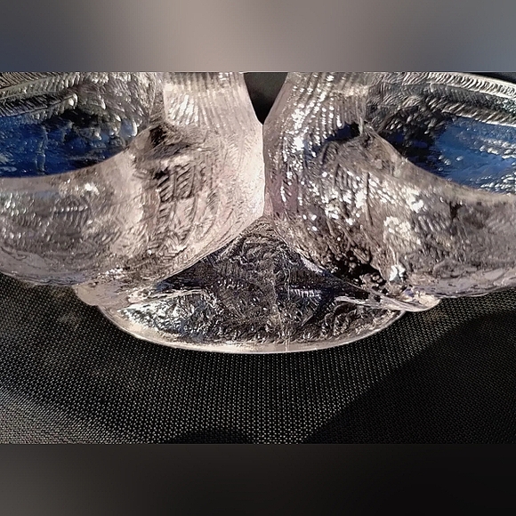 Antique Schmid Verreries DOUBLE ROOSTER Crystal glass salt cellar France cottage - Picture 8 of 11